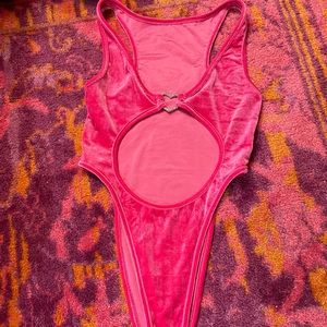 pink velvet y2k bodysuit